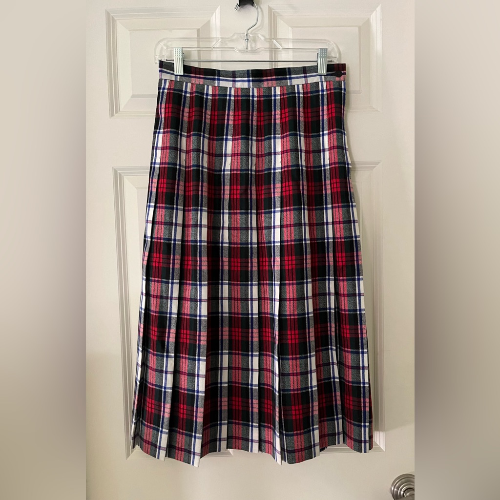 Vintage Talbot’s Petite Worsted Wool Pleated Plaid Midi Skirt 10p Holiday